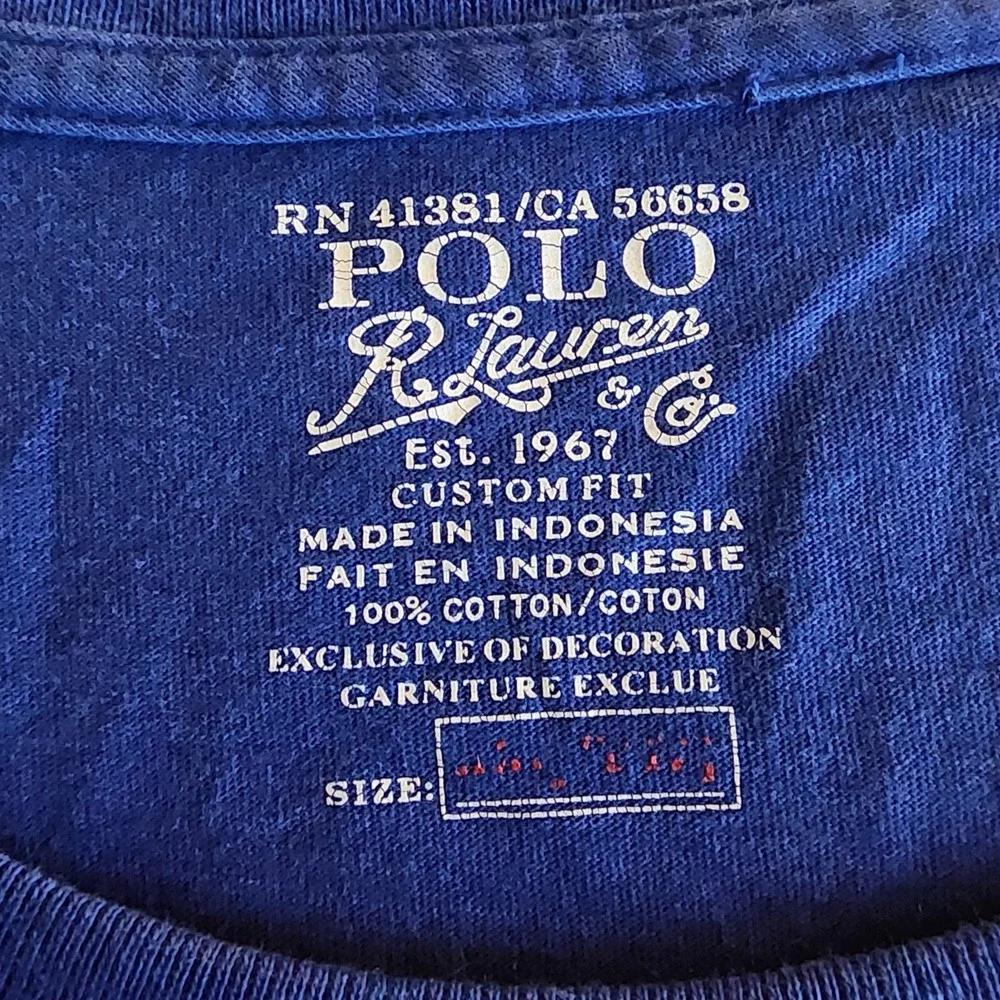 Polo Ralph Lauren Blue T-Shirt Men's XL Yellow Pony Logo Custom Fit Cotton Tee